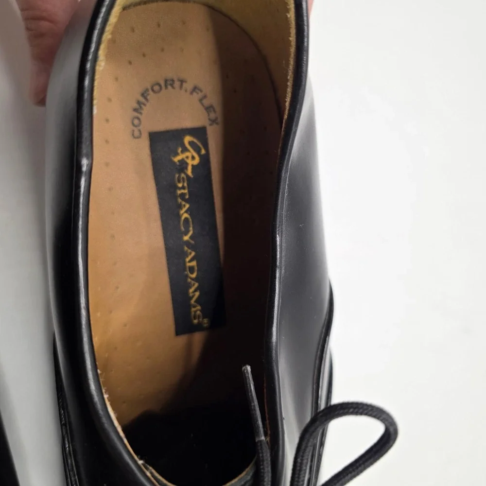 Stacy Adams Oxford Dress Shoes Black Leather Cap Toe Comfort Flex Formal Mens 12